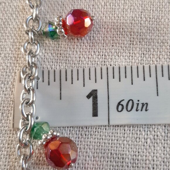 Lia Sophia NWT Red & Green Dangle Holiday Christmas Style Silver Charm Bracelet - Picture 7 of 7